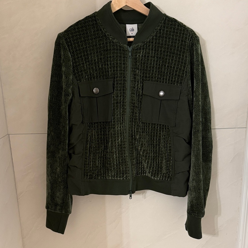 CAbi 2024 Women’s Uni Corduroy Chenille Textured Ruched Bomber Jacket M